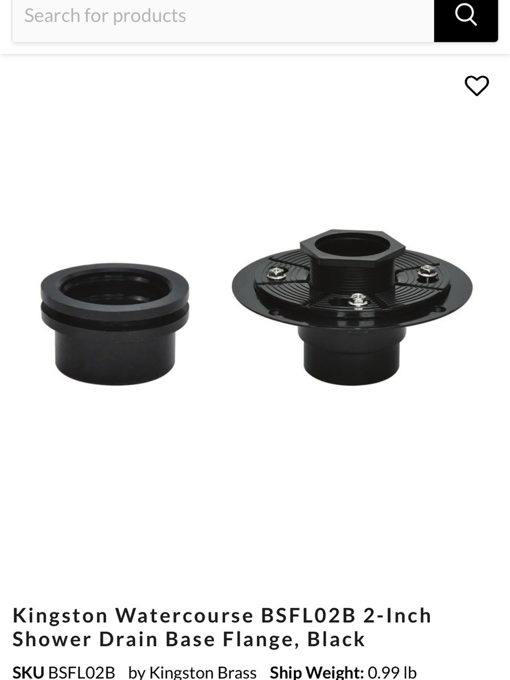 Kingston Black 2-Inch Shower Drain Base Adapter